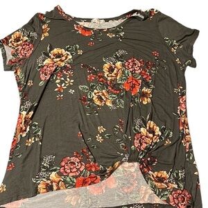 Nine Britton avocado green with persimmon florals, XXL